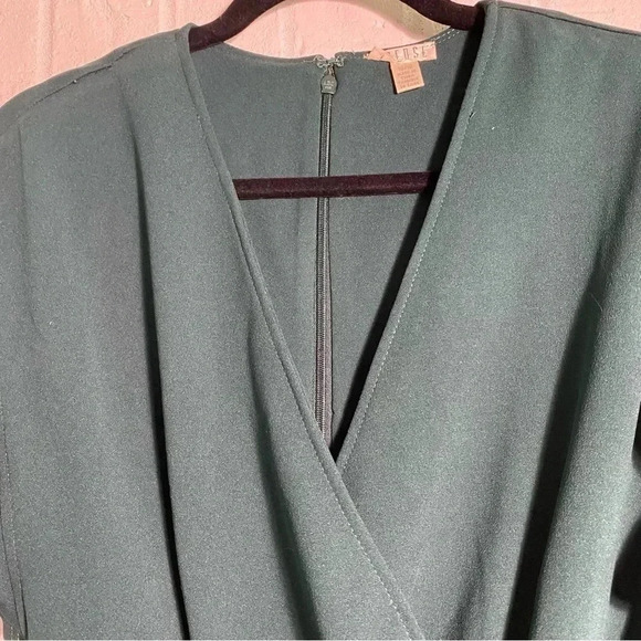 Size 10 Jumpsuit WITH POCKETS Green Waist Tie Flirty Sleeve Office Wedding - Picture 7 of 13